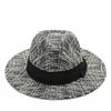 Small approval, ancient tweed top hat, black ribbon decoration, classic wide-brimmed hat, unisex