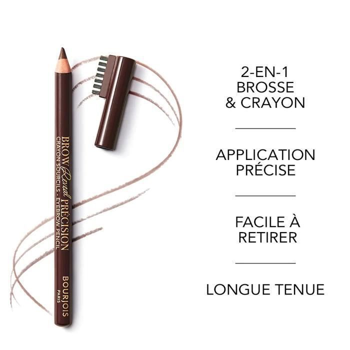 Crayon sourcils - BOURJOIS - Brow Reveal 003 Châtain - Texture fondante - Application précise - Brosse intégrée