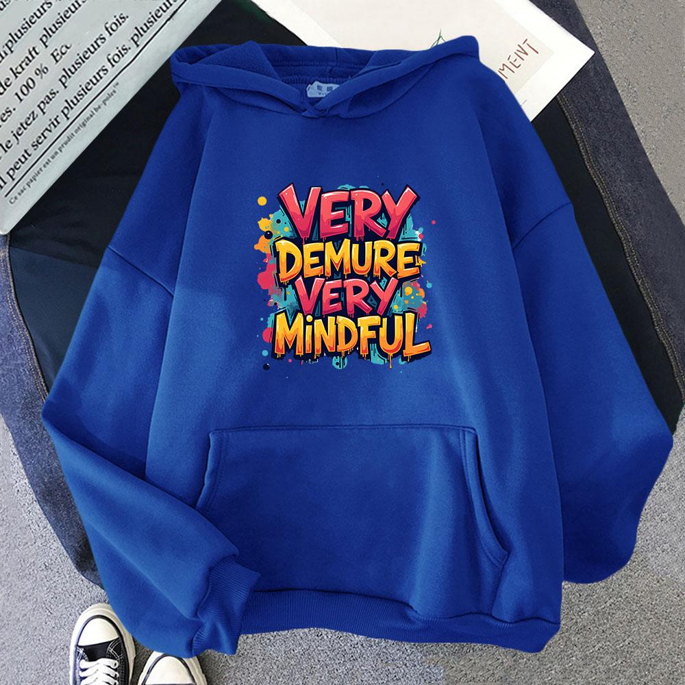 Very Demure Very Mindful Hoodies for Men Fashion Print Sweatshirts with Hooded Y2k Top Women Clothes Long Sleeved