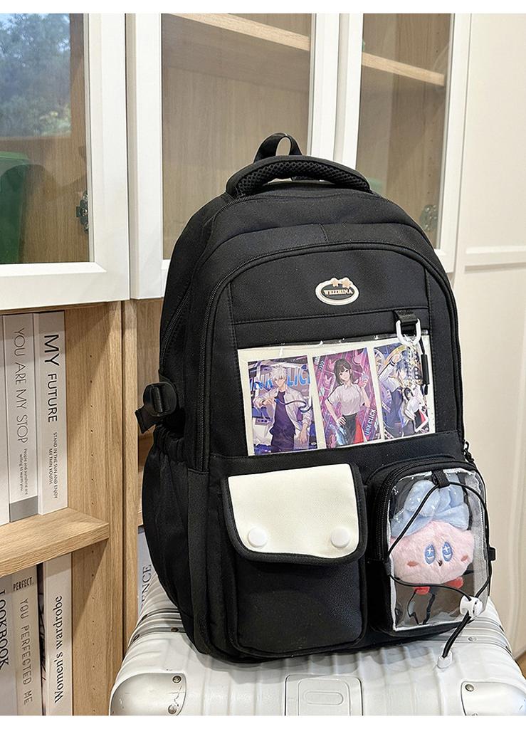 Schoolbag Japanese new high-value fresh and sweet contrasting splicing backpack junior high school students lightweight large-capacity backpack