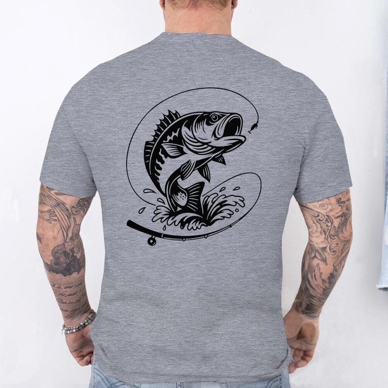 T-shirt per Amanti della Pesca da Uomo Cuore da Pescatore Stampa Pesce Persico Grafiche Magliette Casual a Manica Corta Abbigliamento Maschile Oversize