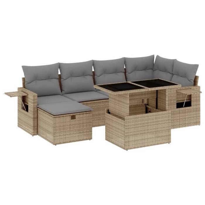 VidaXL Garden Lounge Set with Cushions 7 Pcs Beige Braided Resin 3274979