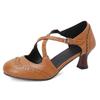 Custom Spring Autumn Women Shoes Side Empty Round Toe Pumps Women Summer Sandals 5.5cm Heel Cross Strap Zapatos De Mujer WSH5265