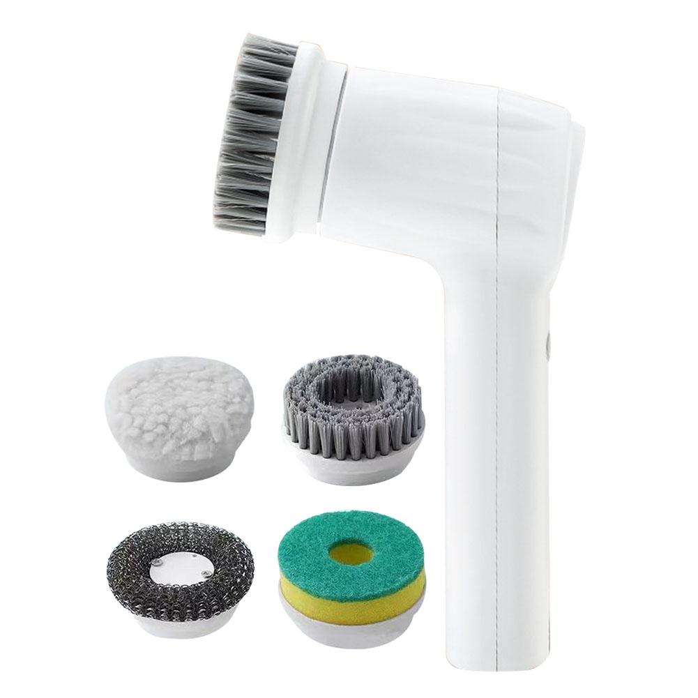 

Wireless Cleaning Gadgets USB Charging 360 Degree Electric Dishwashing Brush Handheld with 4 Heads for Housework Window Bathroom