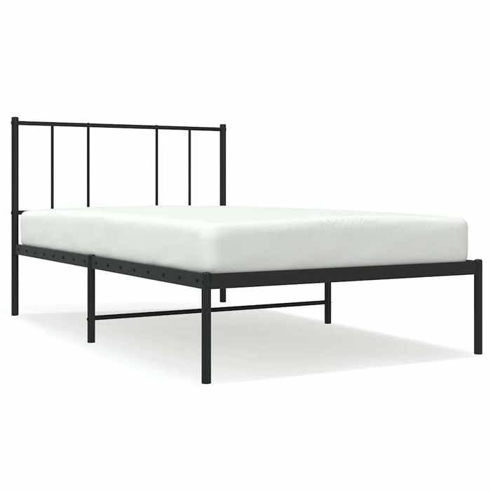 VidaXL Metal Bed Frame with Headboard Black 90x190 Cm 352472