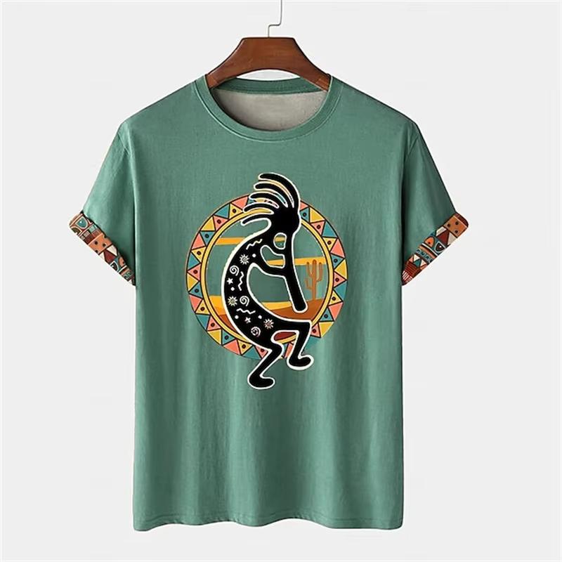 3D Print Vintage Men T-Shirt Fashion Ethnic Pattern Tees Summer Men Short Sleeves T Shirts Women Tshirt Kids Tshirt Clothing