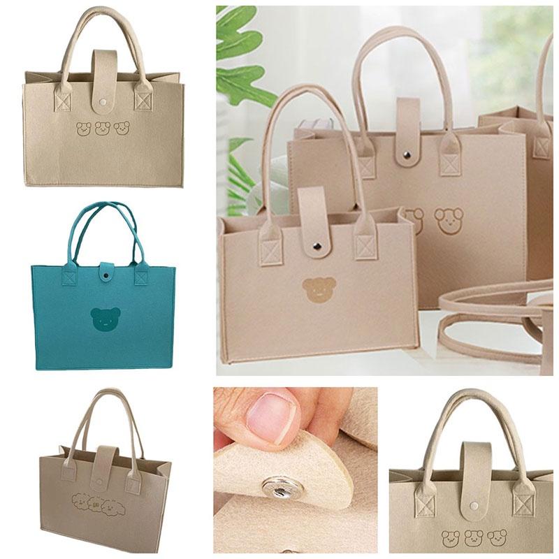 New Trendy Felt Bear Tote Bag Large Capacity And Minimalistic Design