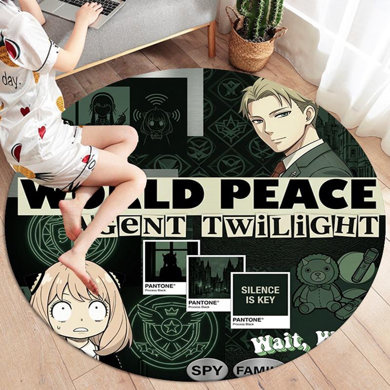 Spy Family Round Area Rug Carpet Rug For Living Room Bedroom Sofa Playroom Decor Nonslip Floor Mat