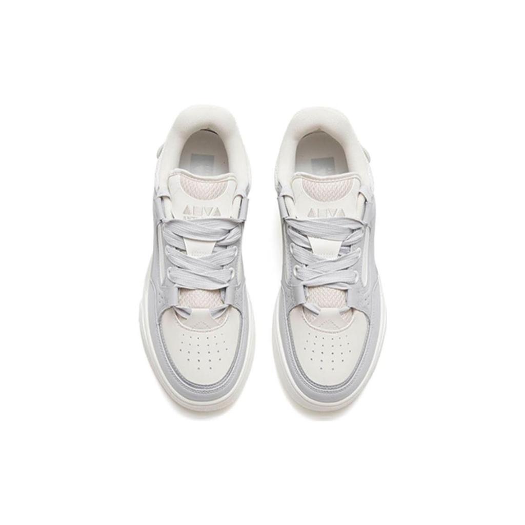 New Anta AOJIE Slip Resistant Cushioning Wear Resistant Low Top Skateboard Shoes Women's Gray White 122318040-1