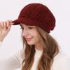 New Autumn and Winter Women's Velvet and Thickened Wool Cable Knit Cap  Fashionable Warm and Cold Proof Beret Knitted Hat