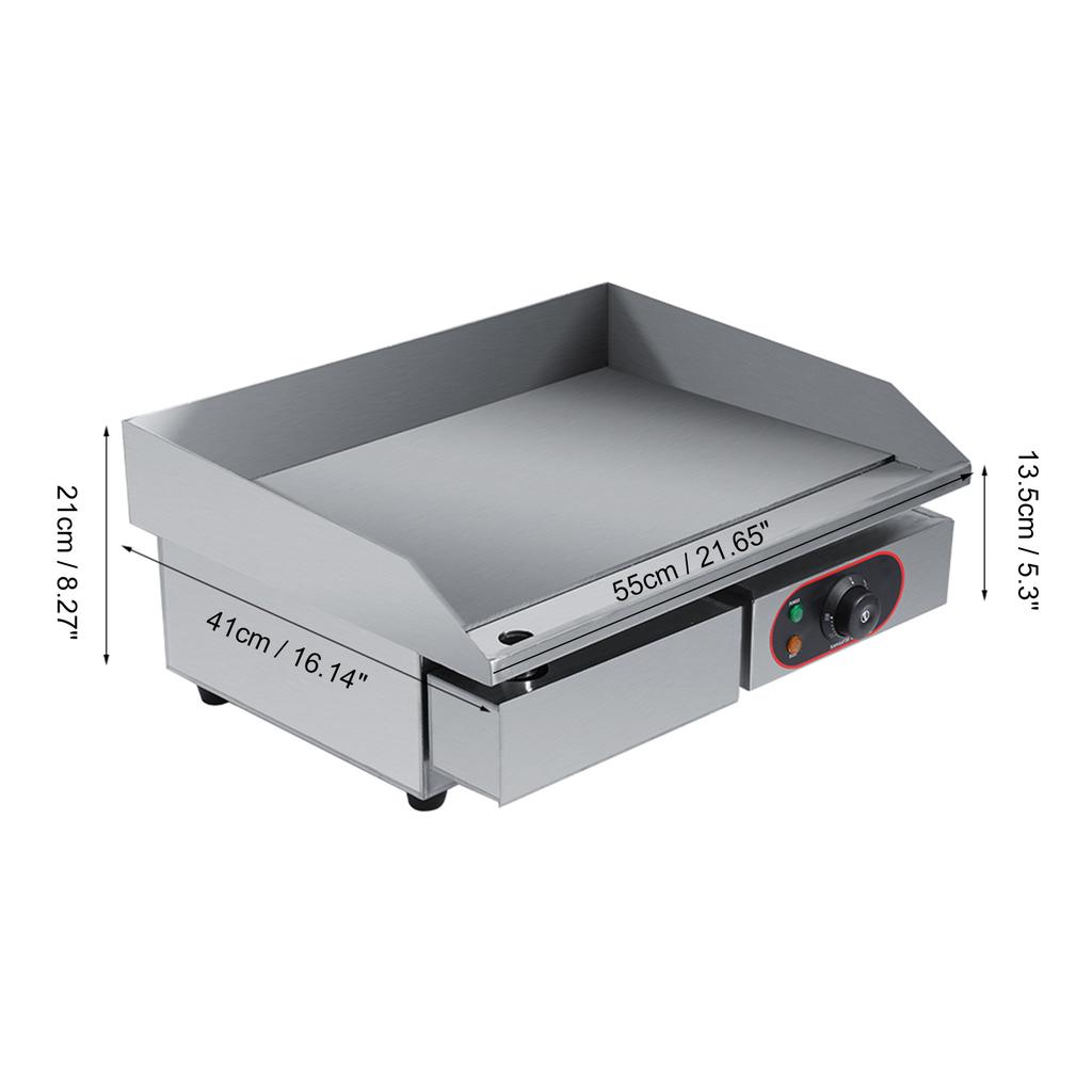 Stainless Steel Electric Griddle Countertop Hot Plate Commercial BBQ Grill