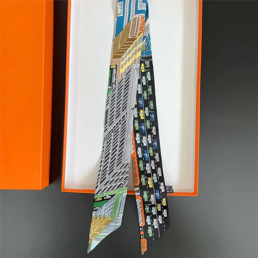 Long Lady Bag Silk Scarf Skinny Neck Hair Scarfs For Women Band Headwear Handbag Tie Ribbons  New Handle Wraps Summer