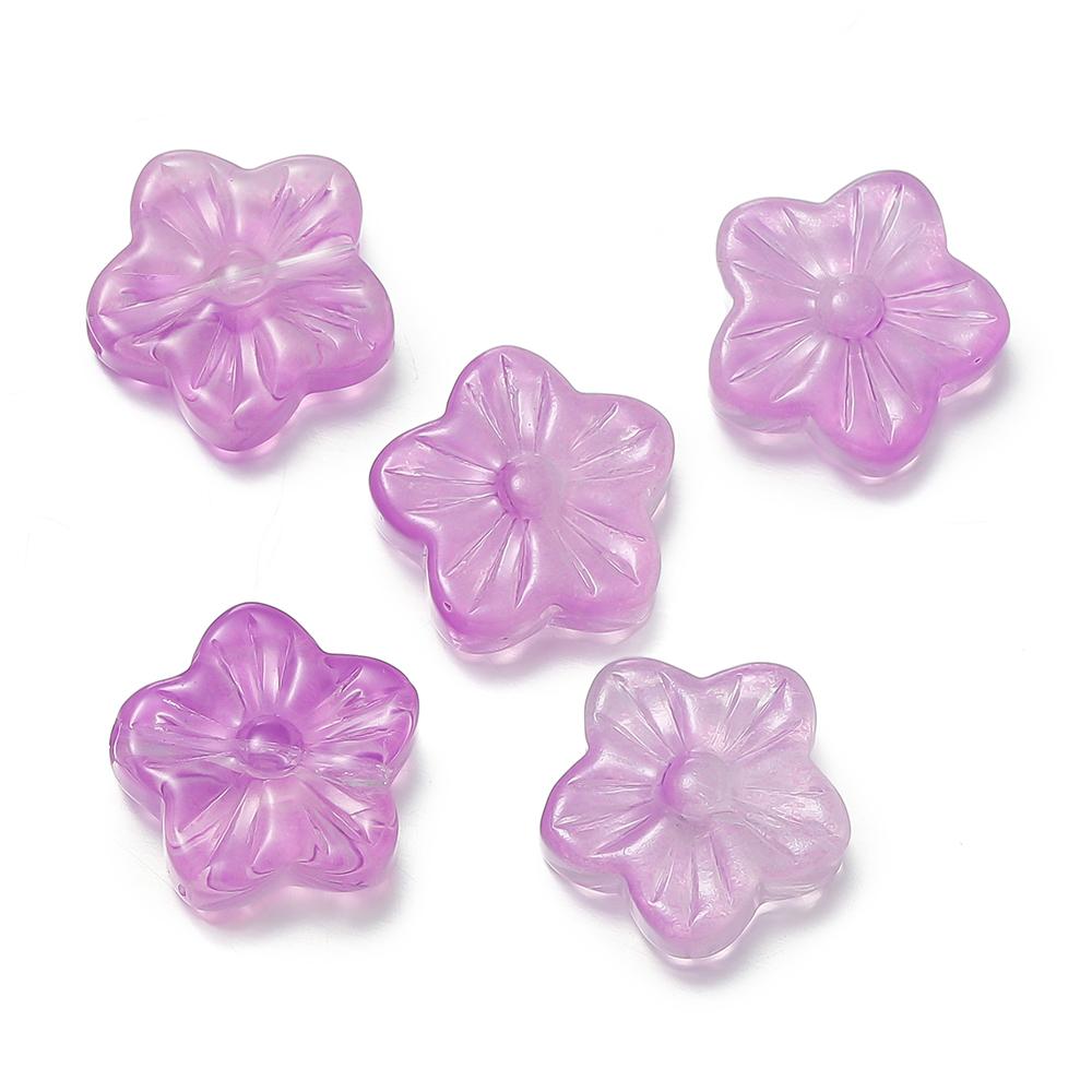 10Pcs/Lot Glass Five-Petaled Flower Beads Colorful Spacer Bead for DIY Bracelet Necklace Earrings Jewelry Making Accessories