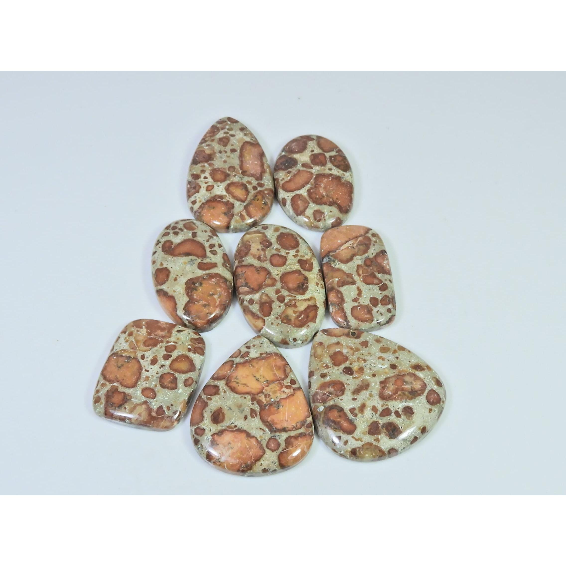 228Cts. Natural Asteroid Jasper Mix Shape Cabochon Loose Gemstone 08 Pcs Lot C-2452