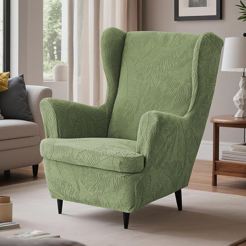 Jacquard Wing Chair Cover Dust-Proof Armchair Covers Non-Slip Sofa Slipcovers With Seat Cushion Cover For Living Room Bedroom