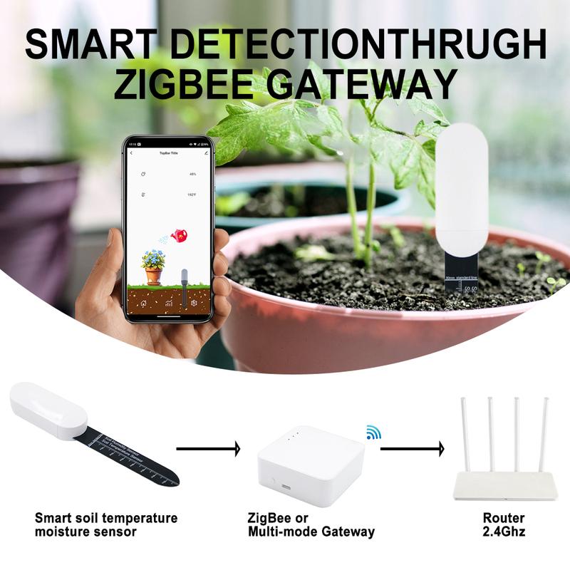 2/3/5/10pcs Zigbee Soil Moisture Sensor Smart Monitor Moisture Tester Flower Pot Soil Greenhouse Garden Planting Humidity Meter