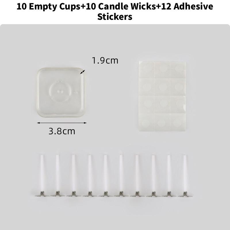 Heart 10pcs Shaped Tea Light Candle Cups Wicks Clear Love Wax Tins Making Jars