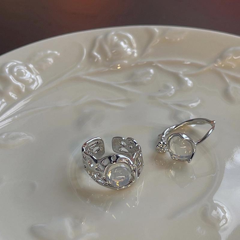 High-End Moonstone Open Ring - Unique Fairy Design, All-Match Cold Style for Women