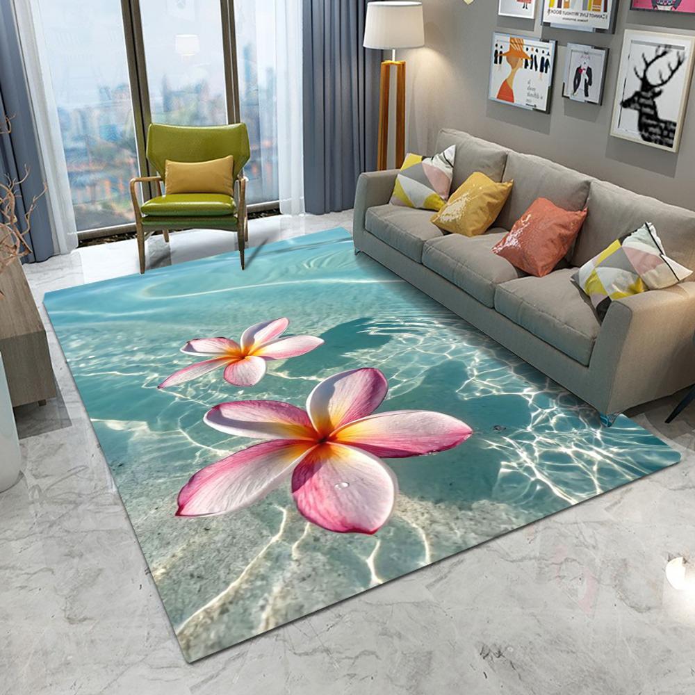 Nature Floral Pattern Floor Mat Various Styles with Flowers Butterflies and Water Scenes Non - Slip Rug for Home Decor