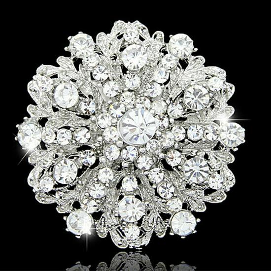 

Elegant Rhinestone Flower Boutonniere for Brides