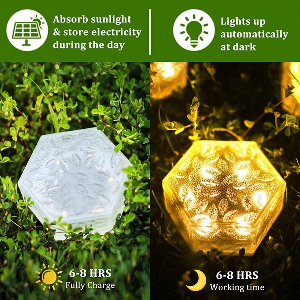 White/Warm White Light Ice Cube Brick Lights Solar Pathway Landscape Lamp  Outdoor