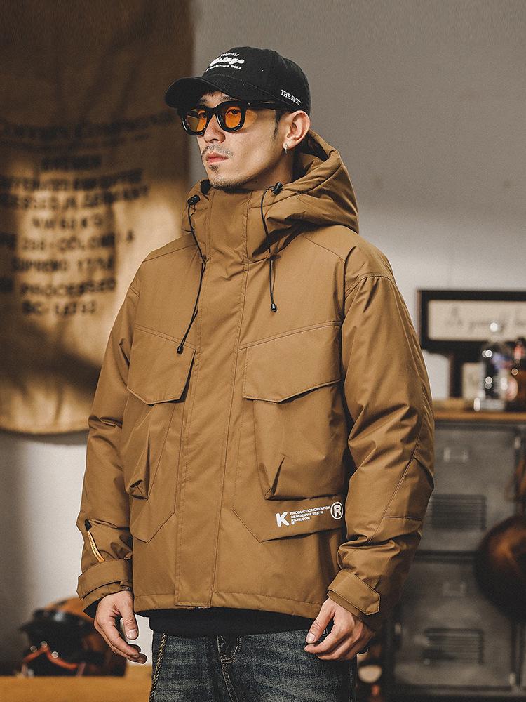 Men s Winter White Duck Down Jacket – Trendy, Thick, Outdoor Workwear with Hood M for 50-60 kg