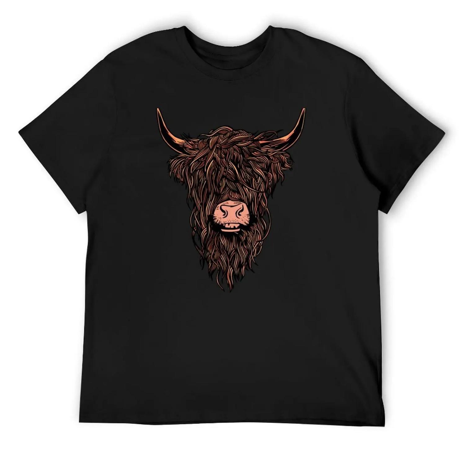 HIGHLAND COW COLORFUL T-Shirt rapper graphic tees quick-drying sweat plain mens t shirts pack S