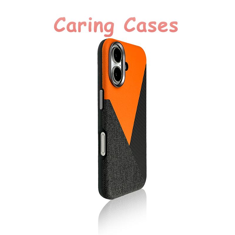 

Для чохла iPhone 16 Pro Max MagSafe Триколірна веганська шкіра Ударостійкий Сумісний з iPhone 15 14 13 iPhone 16 Pro помаранчевий