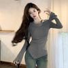 Korean Style One-Shoulder Sexy Autumn Slim-Fit Long Sleeve Top