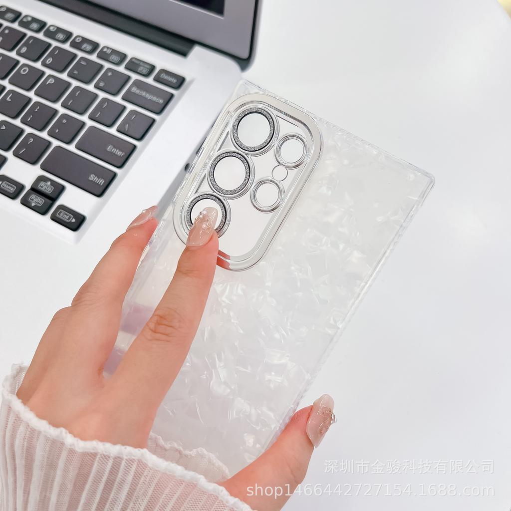 Samsung S23U Phone Case IMD Water Ripple S24U Lens Film Compatible with S25 Feather Gauze Full Coverage Anti-drop Protective Case