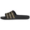 Adilette Aqua Slides 'Black Gold Metallic' EG1758