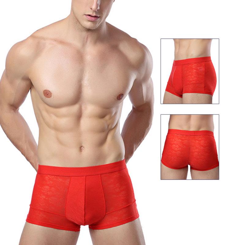 Vogue Gauze Underpants Brief Hollow Out Soft Comfortable Low Waist Breathable Shorts Men Male Sexy Designed Cool Summer Gay