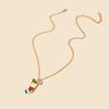 Christmas Cartoon Oil Dripping Elk Snowman Bell Necklace, Creative Design Gift Pendant Female