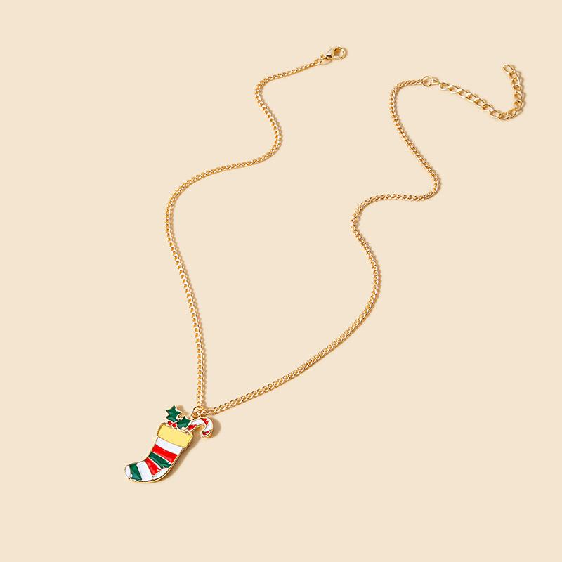 Christmas Cartoon Oil Dripping Elk Snowman Bell Necklace, Creative Design Gift Pendant Female