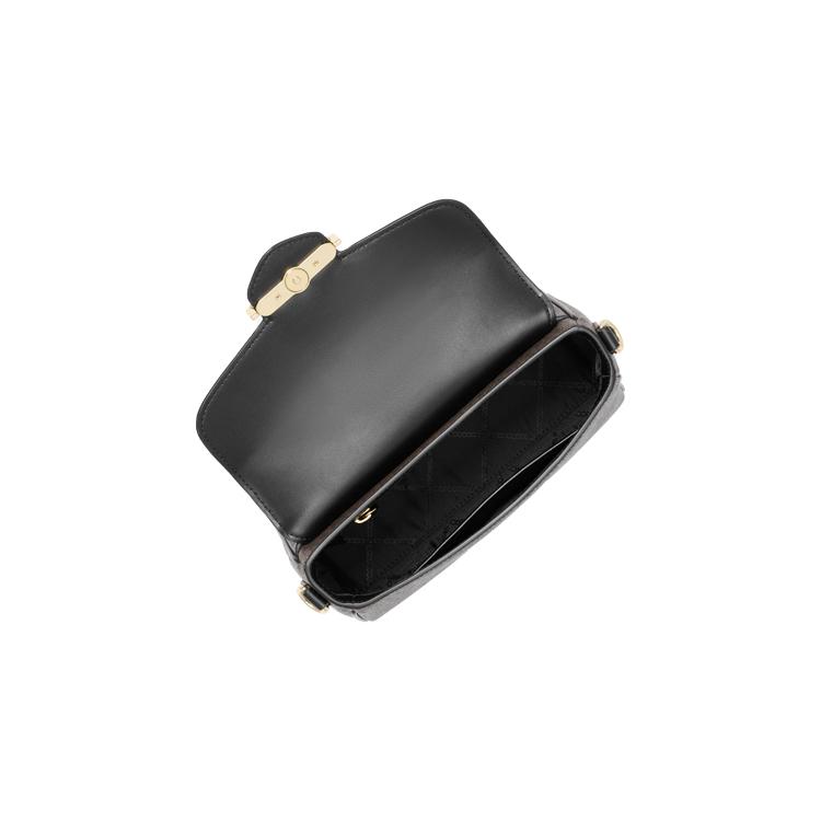 New MICHAEL KORS Fleur Cow Leather Baguette Bag Shoulder Bag Small Women's Dark Brown & Black 32F3G6FC1B-292