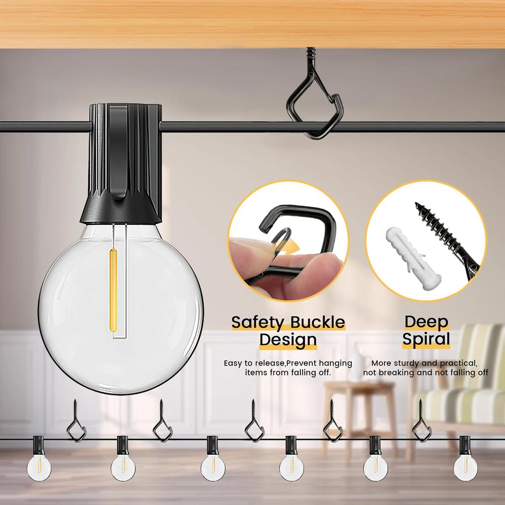 5-60Pcs Square Snap Safety Hooks Multiple Color Hook Sturdy Anti-Drop Hanging For Fixing String Lights Hanging Potted Plants