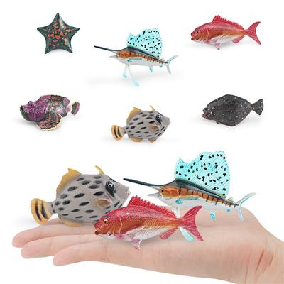 Simulação de Animais Marinhos, Solha, Peixe-vela, Peixe-pedra, Peixe-areia, Pargo, Modelo de Estrela-do-mar Ornamento Brinquedo