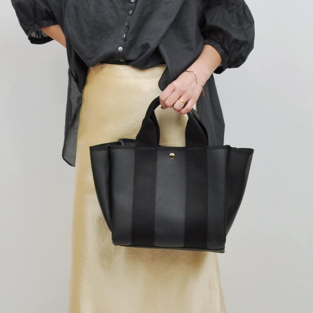 2-way tape tote bag with thick shoulder strap