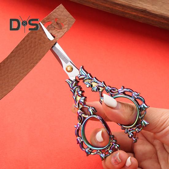 Vintage Carved Flower Scissors Heavy Duty Stainless Steel Sharp Blade Multipurpose Tailor Scissors DIY Embroidery Arts Crafts Crochet Yarn Needlework