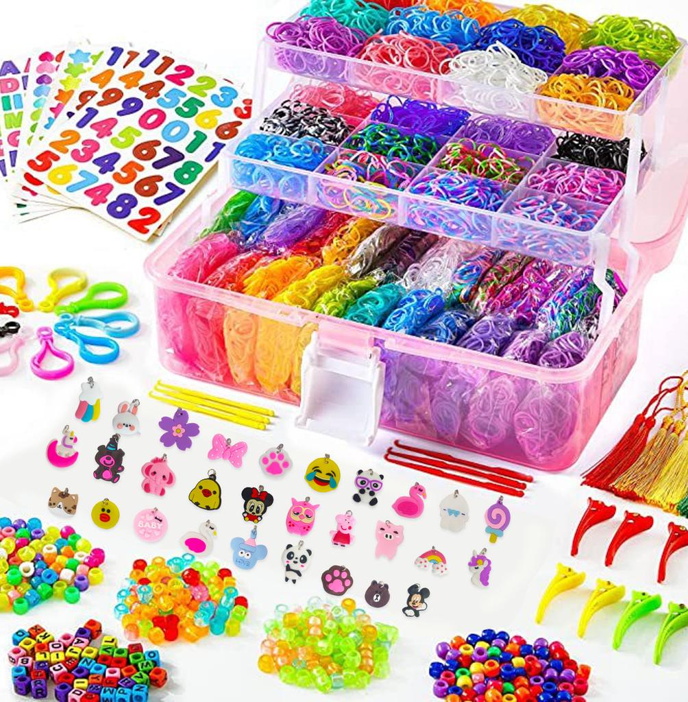 Rainbow Rubber Band Handmade Weaver Rubber Band DIY Children's Colorful Toy Woven Bracelet Handheld Box Set