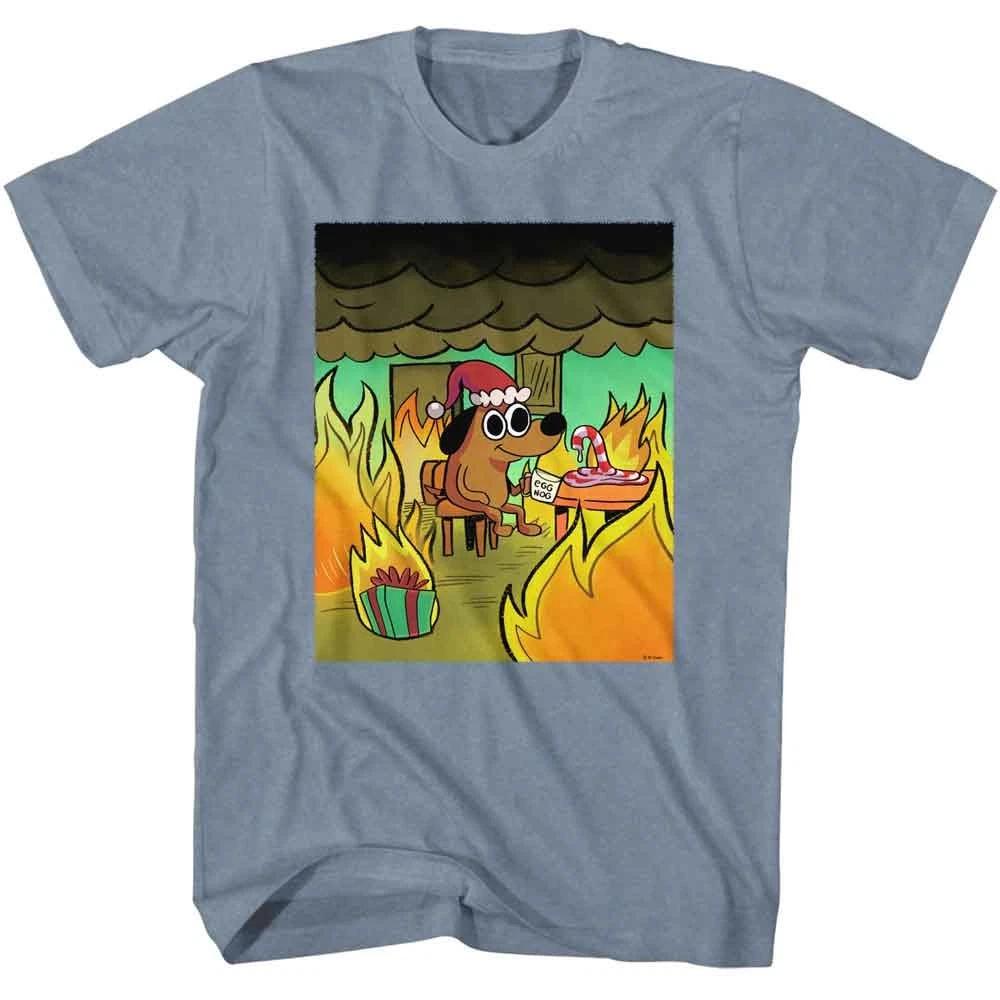This Is Fine - Christmas - American Classics - Heather Blue Short Sleeve T 130