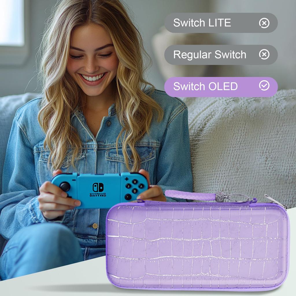 QearFunXD přepínač úložný prostor pro přepínače sklo OLED velký vhodný pro krokodýlí vzor taška pouzdro, pouzdro, sada, fólie, kompatibilní, kapacita, nárazuvzdorný