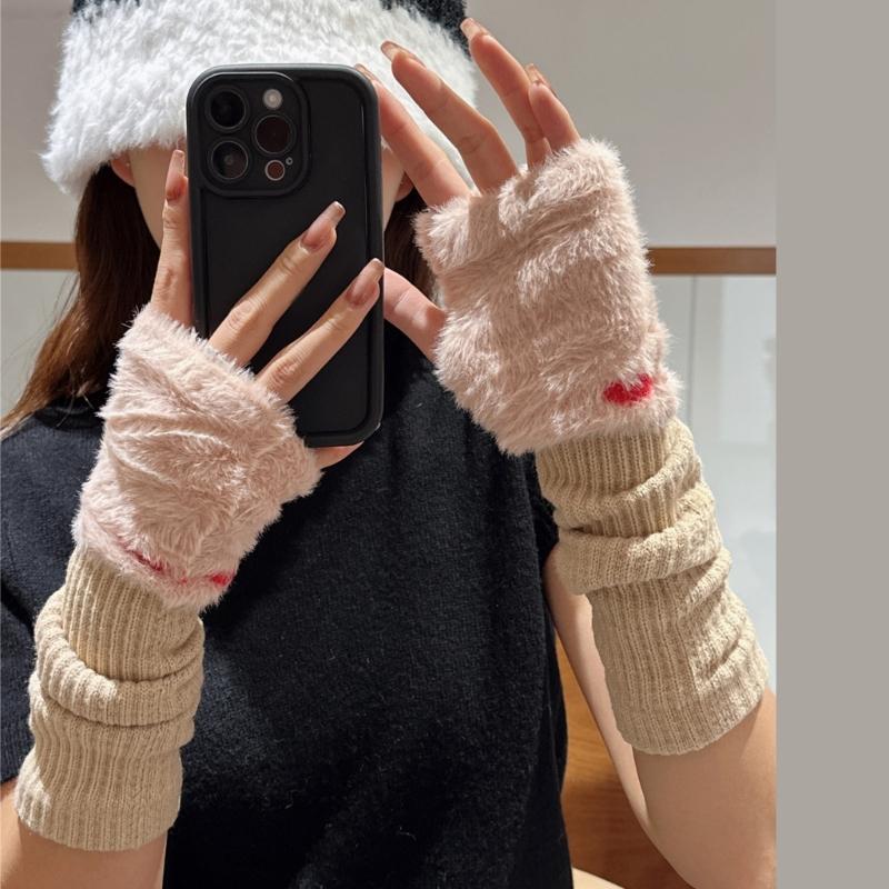 Elbow Arm Sleeves Slouchy Y2K Warm Gloves for Women Girl Casual Hand Warmers
