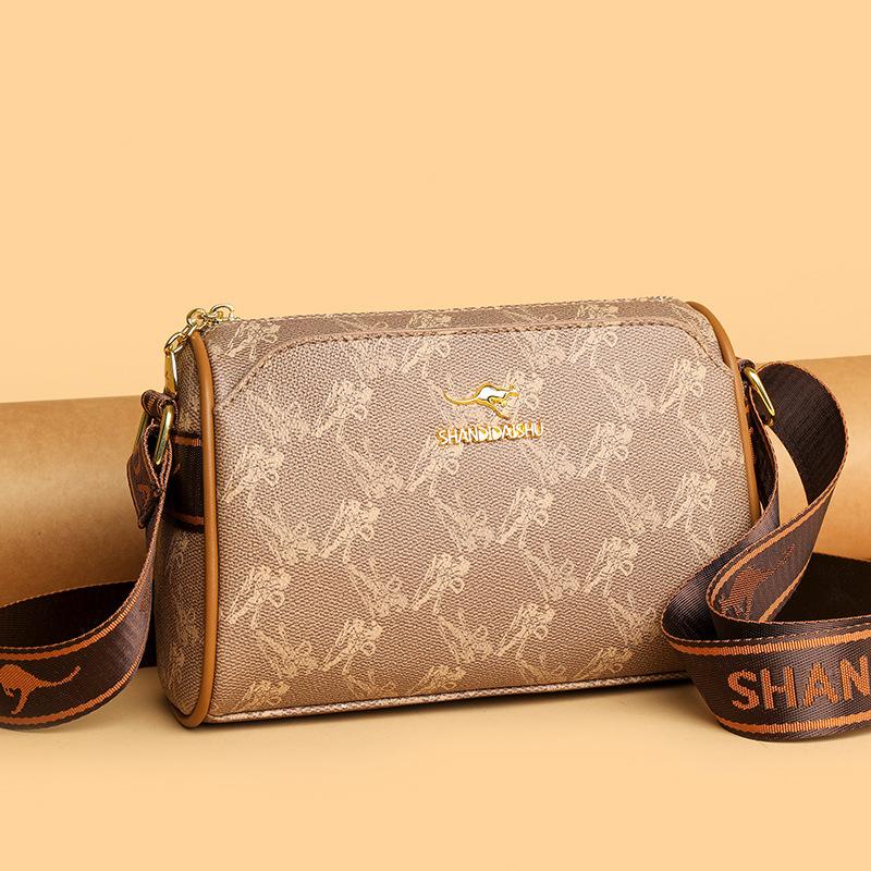 Summer New Bag Women's Fashion Simple Design Pillow Bag Retro Printing Large Capacity Shoulder Messenger Bag