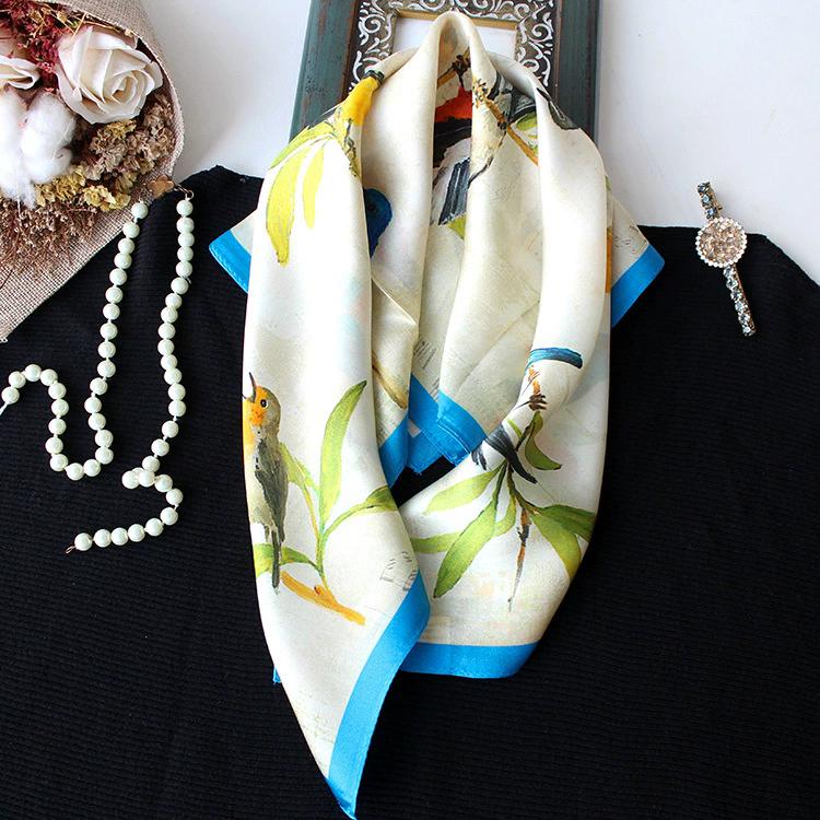 Neuer 100% Naturseide Schal Halstuch Foulard Damen Bandana Schals Frauen Hijab Schal Wickeltuch Quadratisches Kopftuch