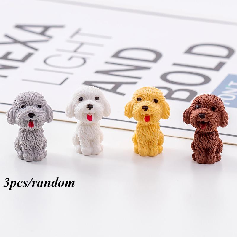 3 Stück Zufällig Süßer Teddy Welpe Dreidimensional Cartoon Radiergummi Grundschüler Lern Geschenk Kreative Schreibwaren Abschluss