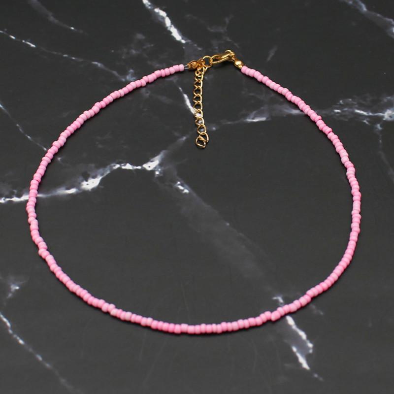 Bohemia Handmade Rainbow Seed Beads Simple Choker Necklace Women's Fashion Wild Sweet Colorful Collar Jewelry Gift