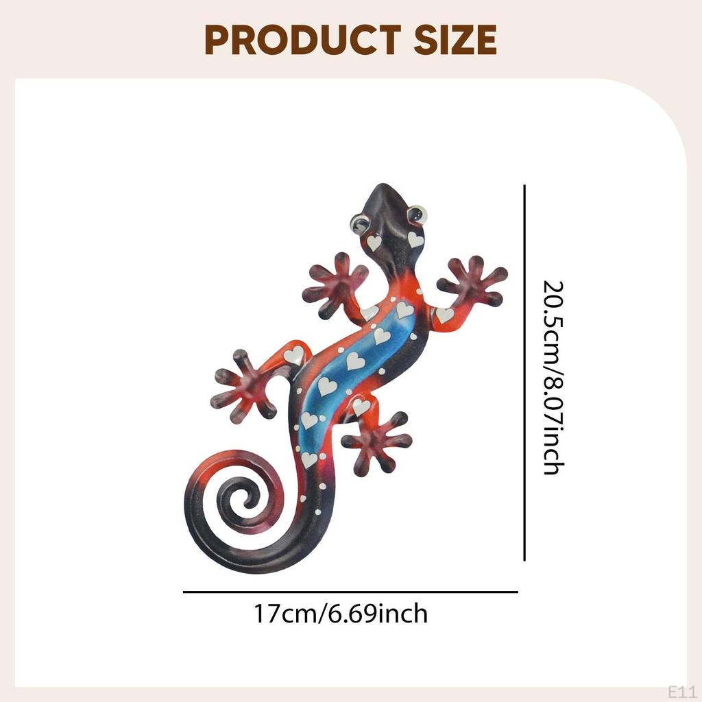 Metal Gecko Wall Art 2D Hanging Artwork,Art Decoration Ornament for Porch Cafe Patio Home
