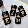 Initial E M J F K L H I Letter Phone Case for iPhone 11 15 16 Pro Max Case Coque 14 Plus 13 Pro 12 11 X XS 16 7 8 TPU Soft Cover