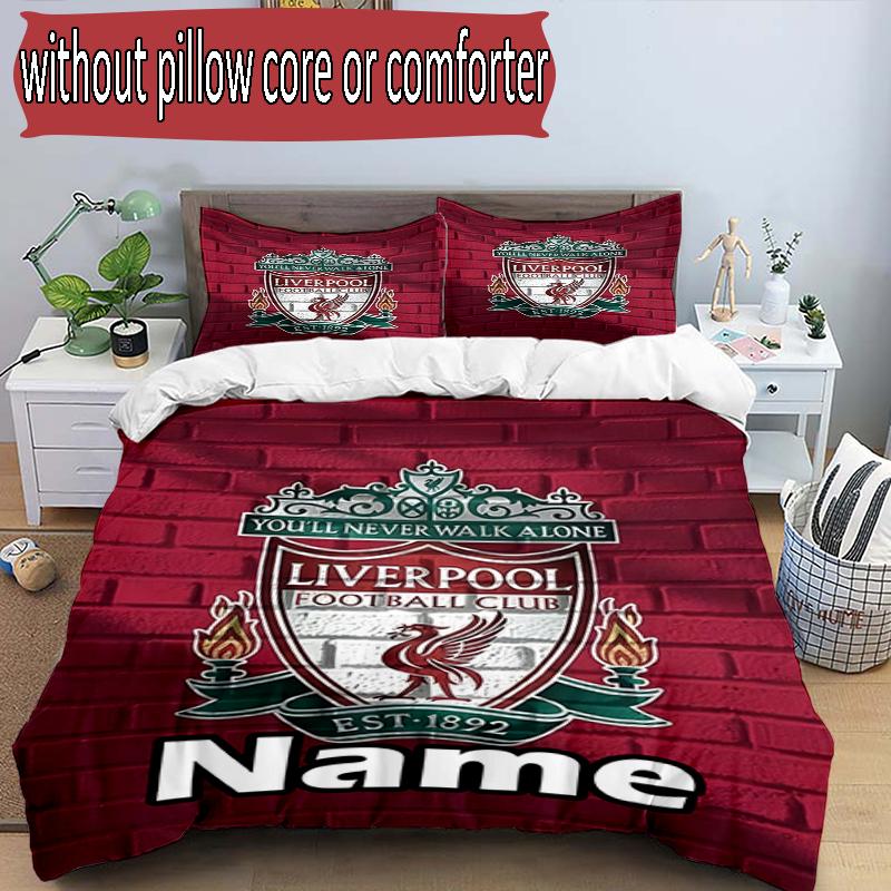 3pcs Duvet Cover Set (1*Duvet Cover + 2*Pillowcase, Without Core), Custom Name Football team F.C Pattern Bedding Set, Home Bedroom Decor Gift